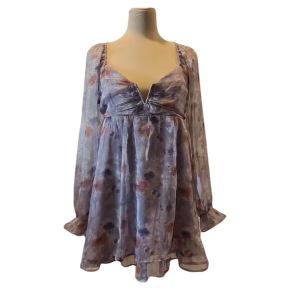Y2K Fairycore Floral Mini Dress Size Large - Picture 1 of 7